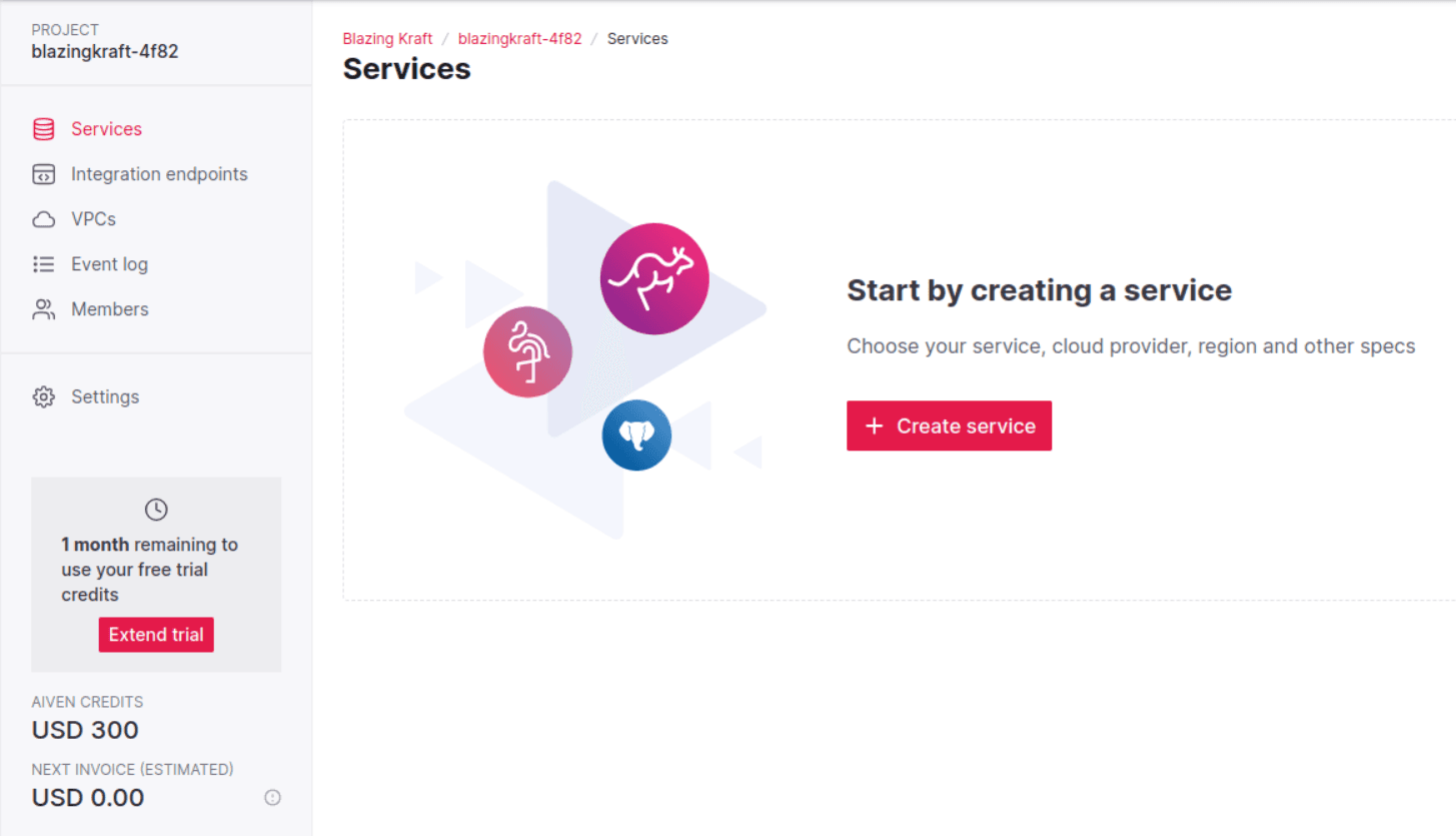 Aiven Create Service Image