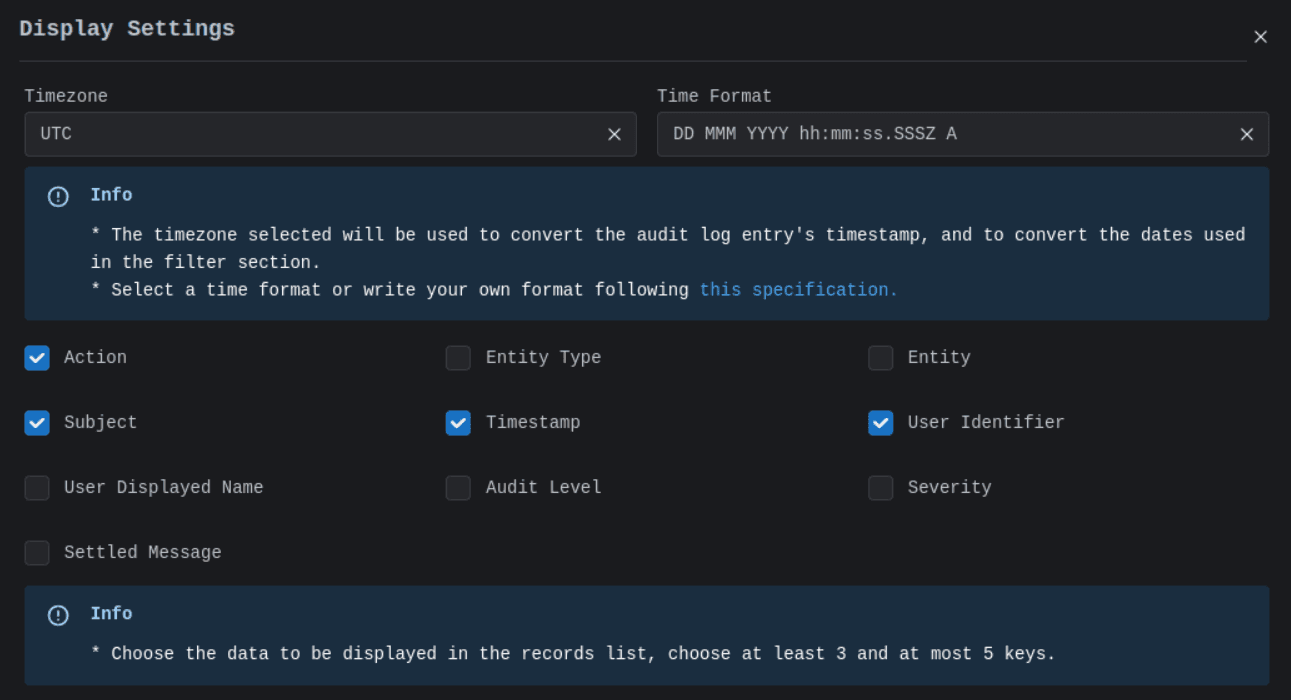 Audit Log Settings Image