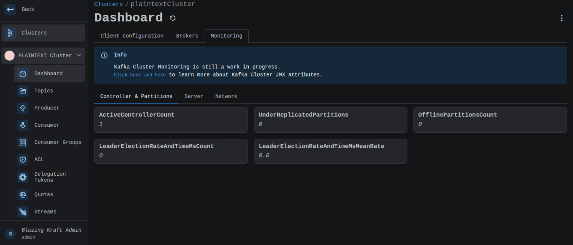 Cluster Dashboard Monitoring Controller and Partitions Image