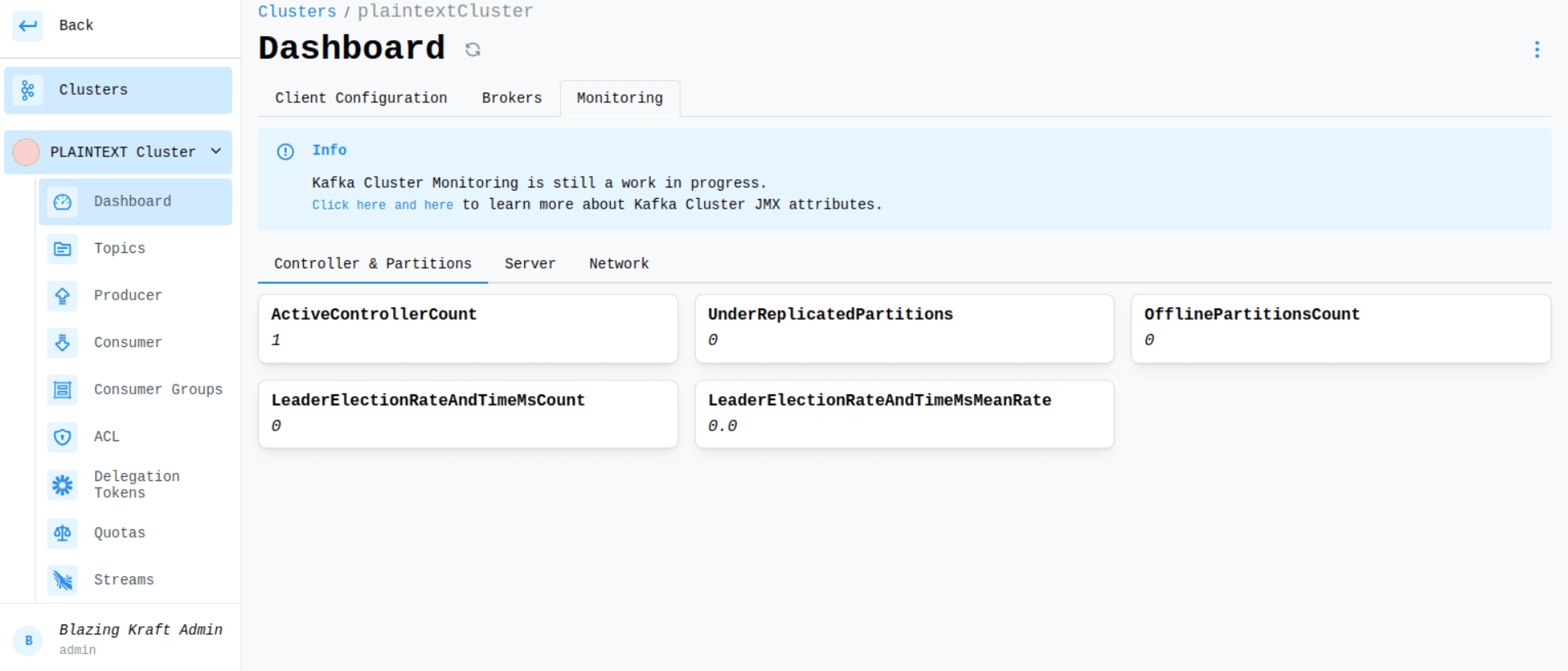 Cluster Dashboard Monitoring Controller and Partitions Image