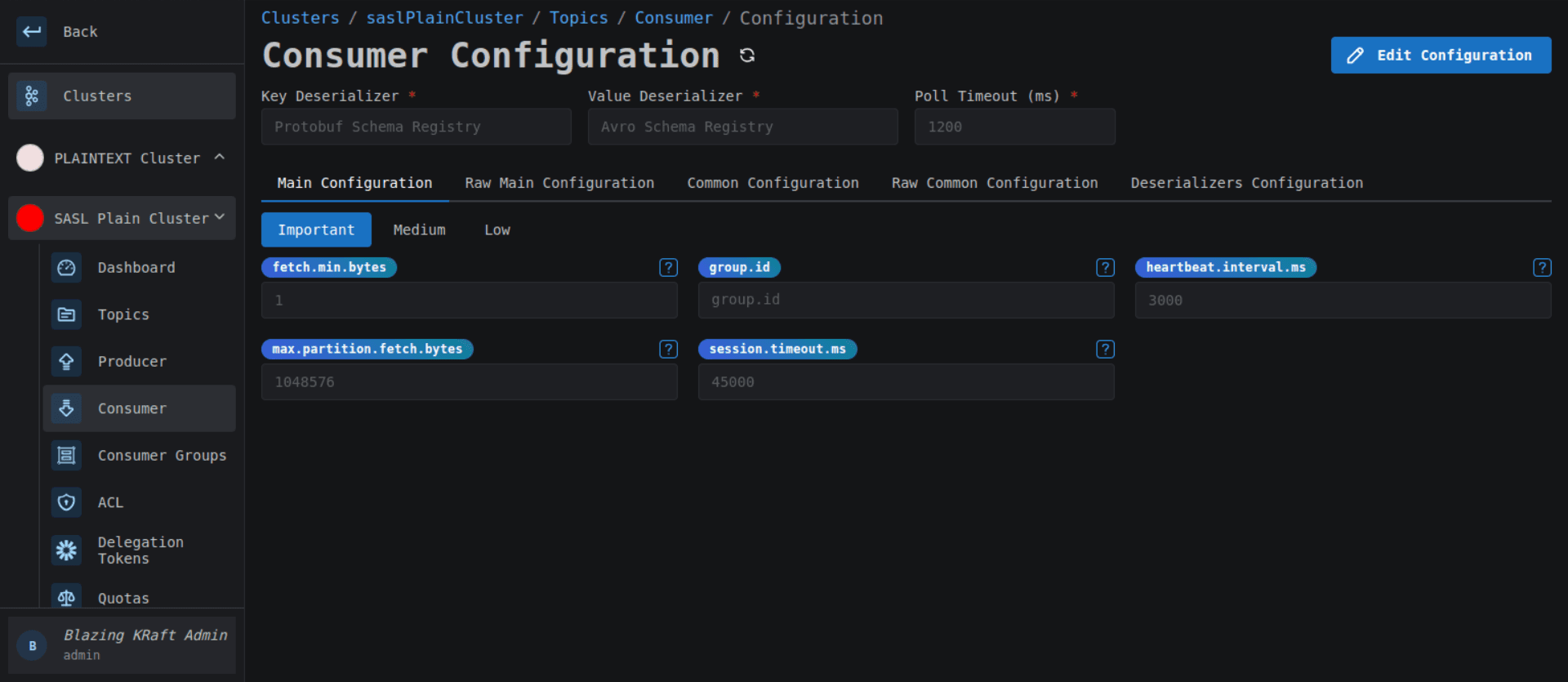 Cluster Consumer Configuration Details Image