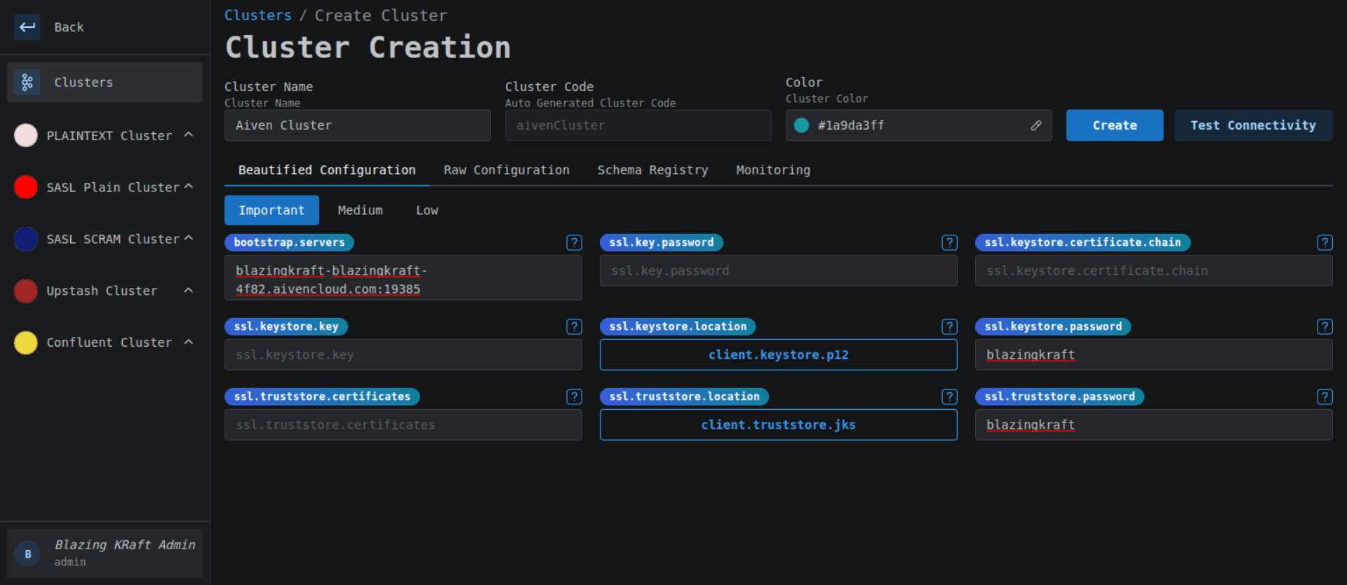 Aiven SSL Main Configuration Image