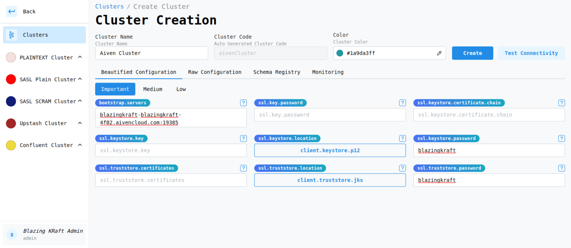 Aiven SSL Main Configuration Image