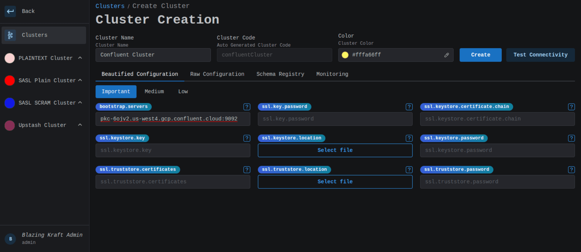 Create Confluent Cluster Main Configuration Image