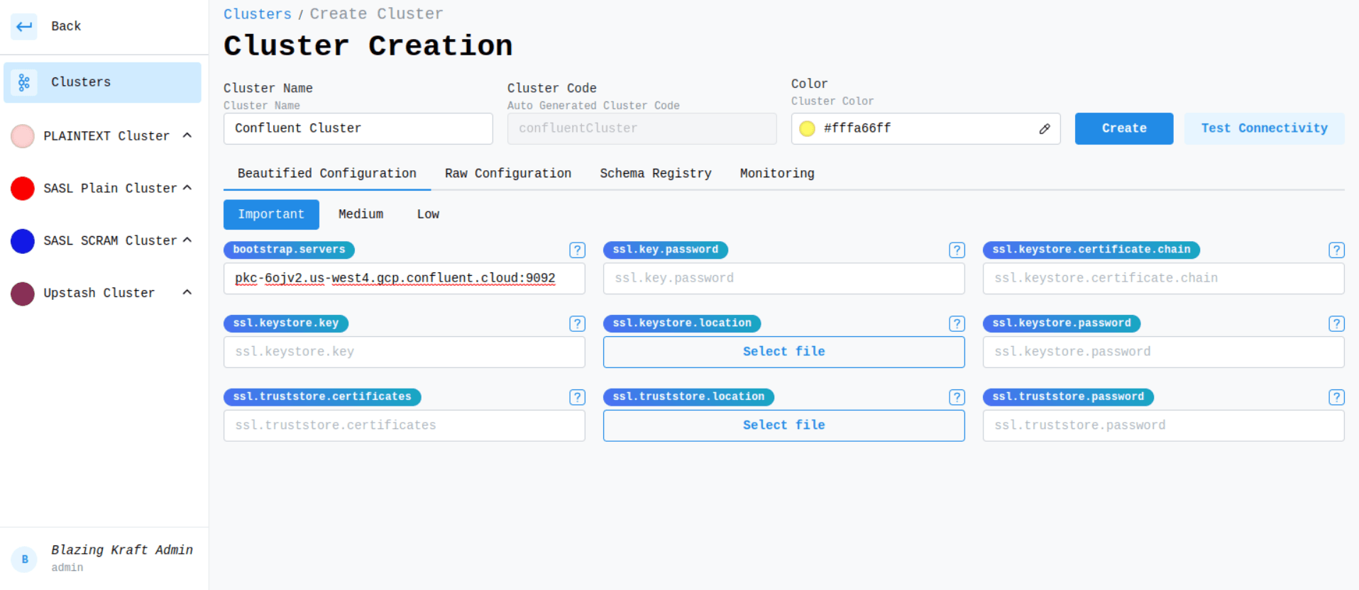 Create Confluent Cluster Main Configuration Image