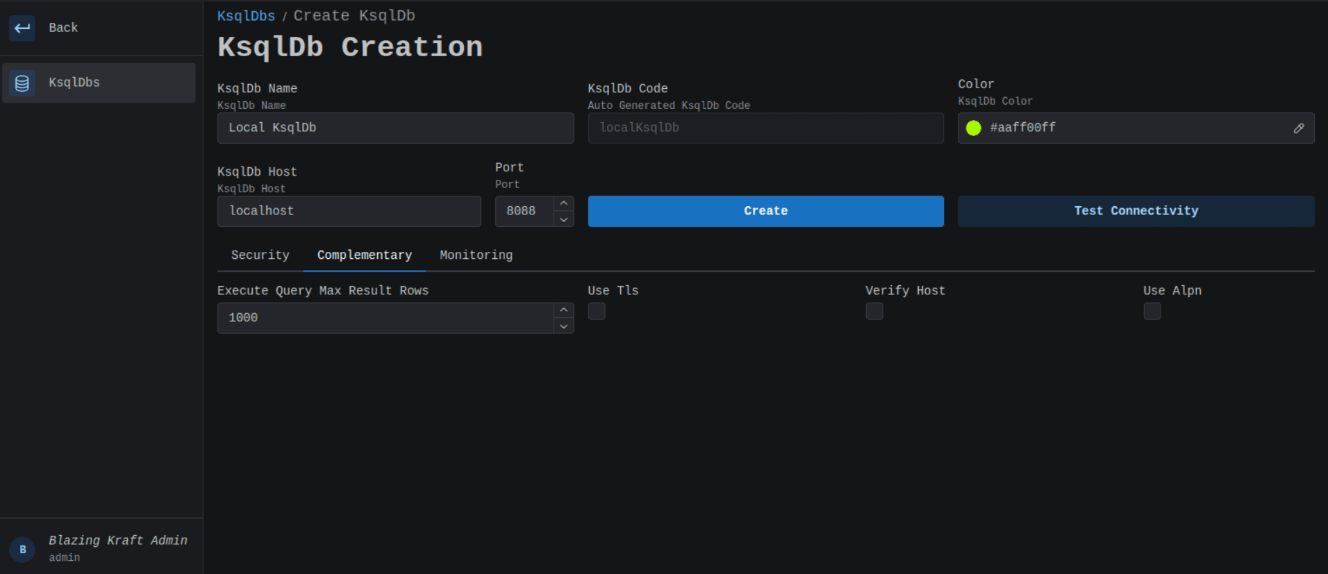 KsqlDB Complementary Configuration Image