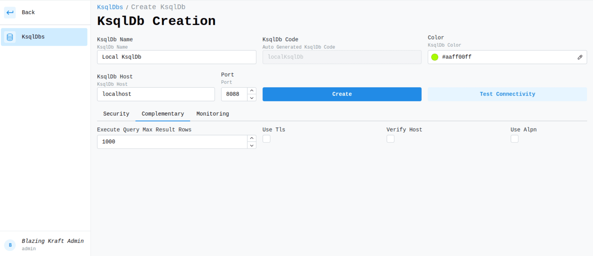 KsqlDB Complementary Configuration Image