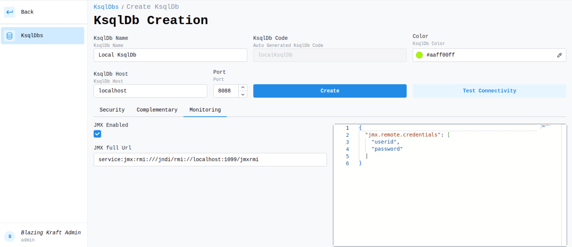 KsqlDB JMX Configuration Image