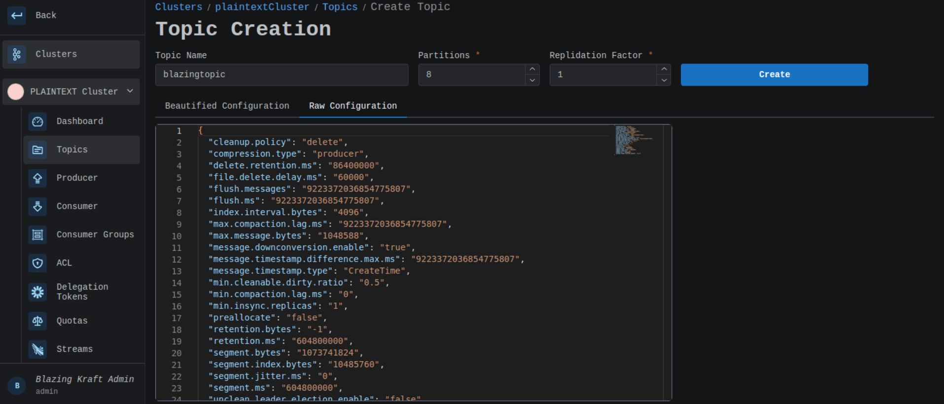 Cluster Topic Raw Configuration Image