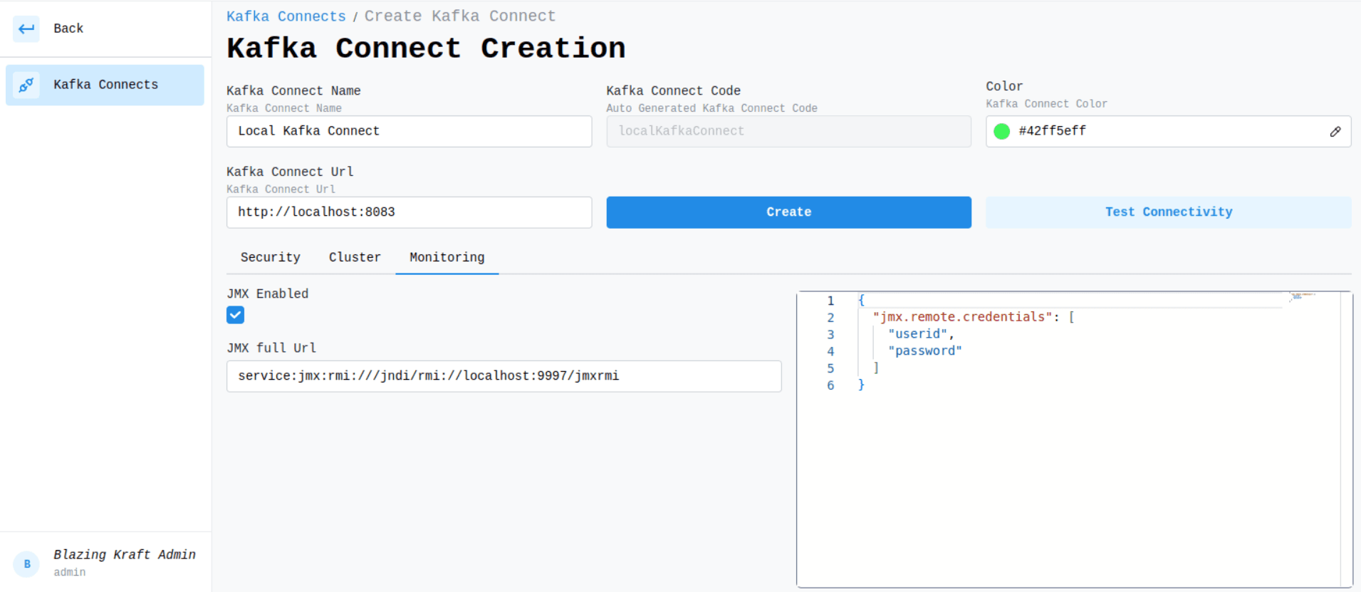 Kakfa Connect JMX Configuration Image