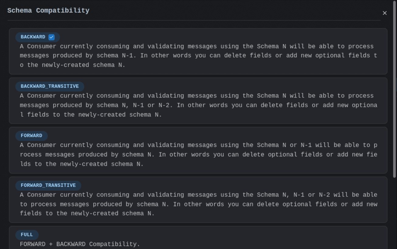 Schema Registry Create Subject Compatibility Image