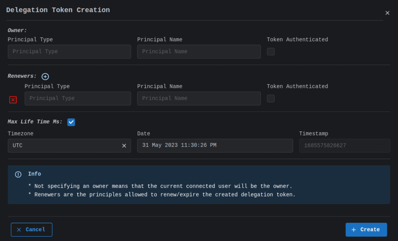 Cluster Create Delegation Token Image