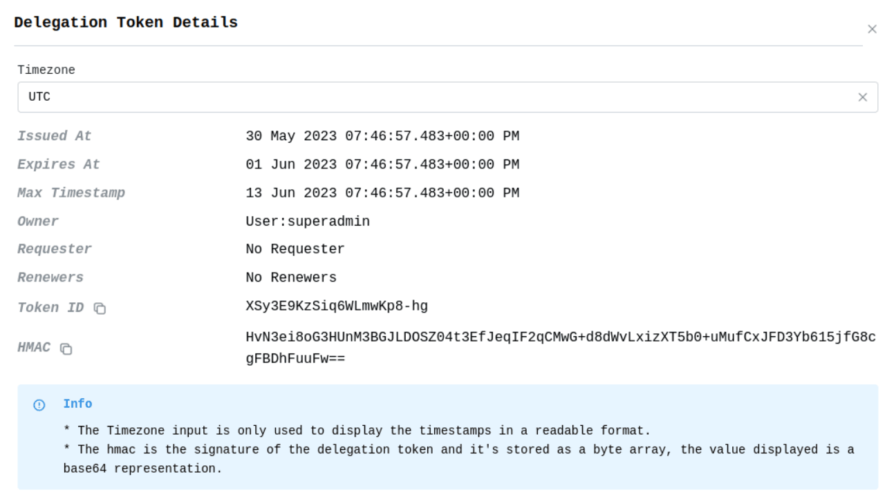 Cluster Delegation Token Details Image