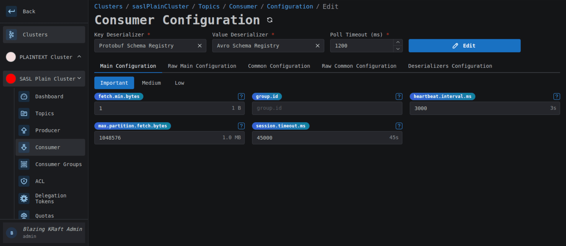 Cluster Consumer Beautified Configuration Image