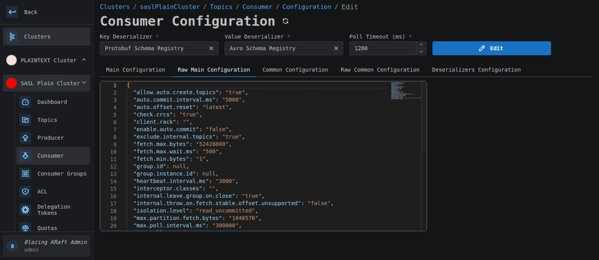 Cluster Consumer Raw Configuration Image