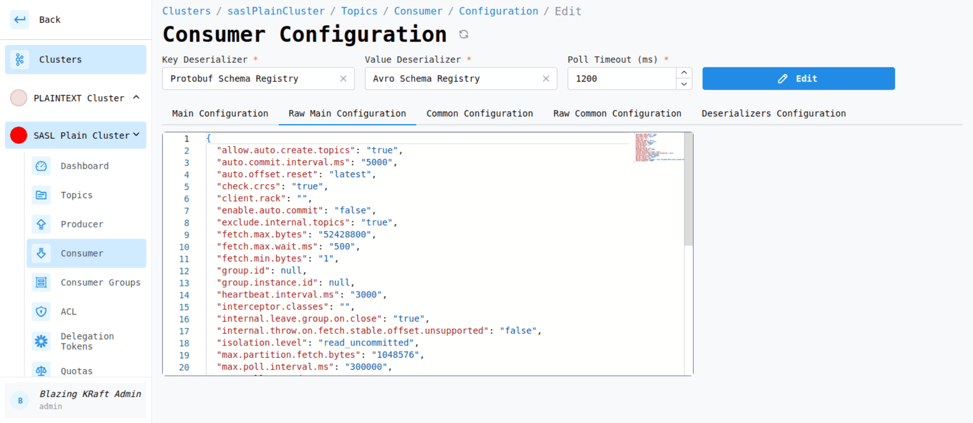 Cluster Consumer Raw Configuration Image