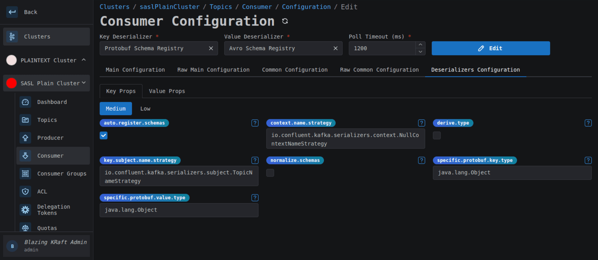 Cluster Consumer Key Schema Registry Configuration Image