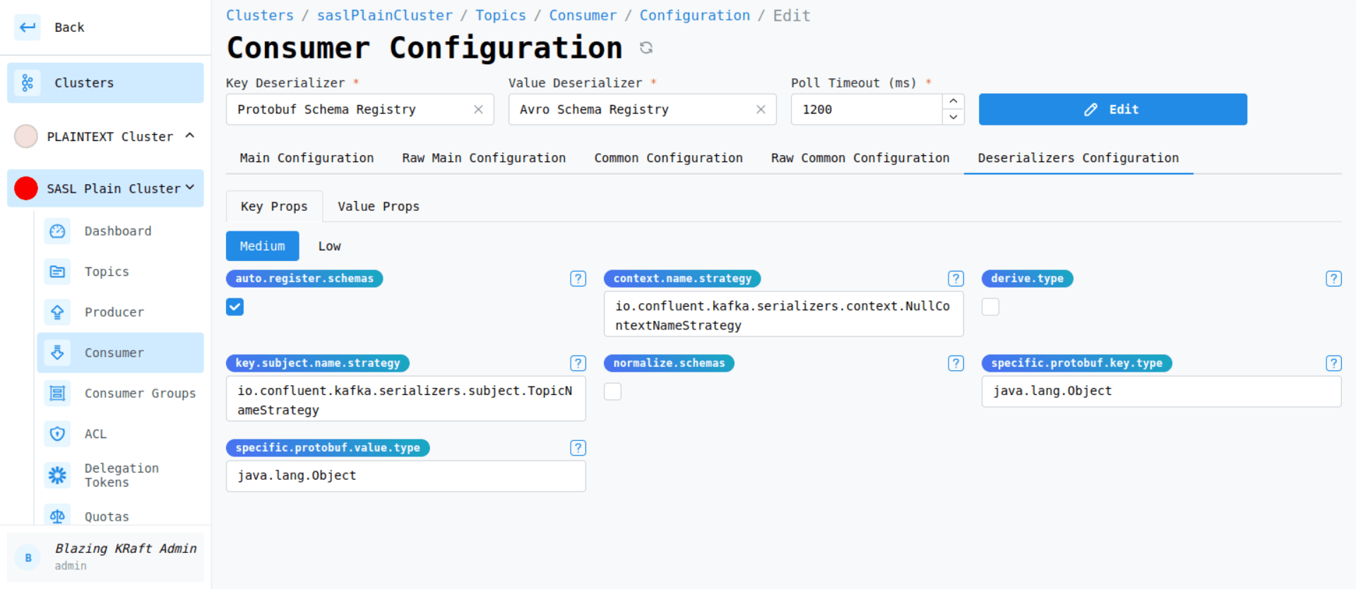 Cluster Consumer Key Schema Registry Configuration Image