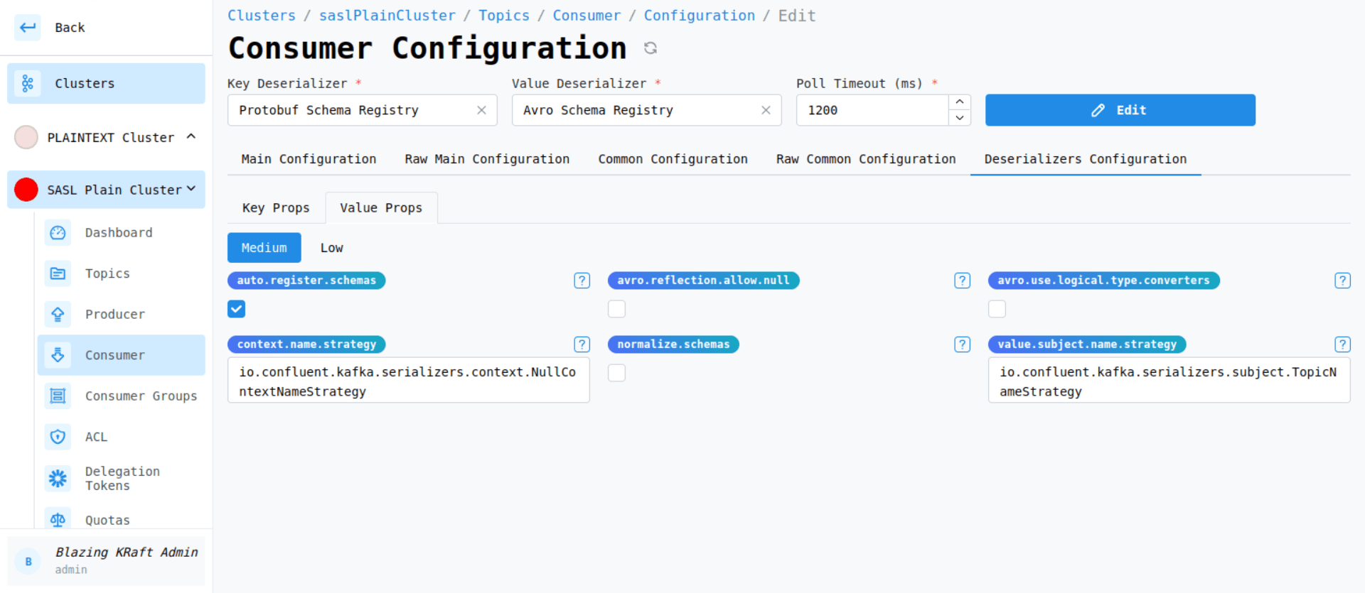 Cluster Consumer Value Schema Registry Configuration Image