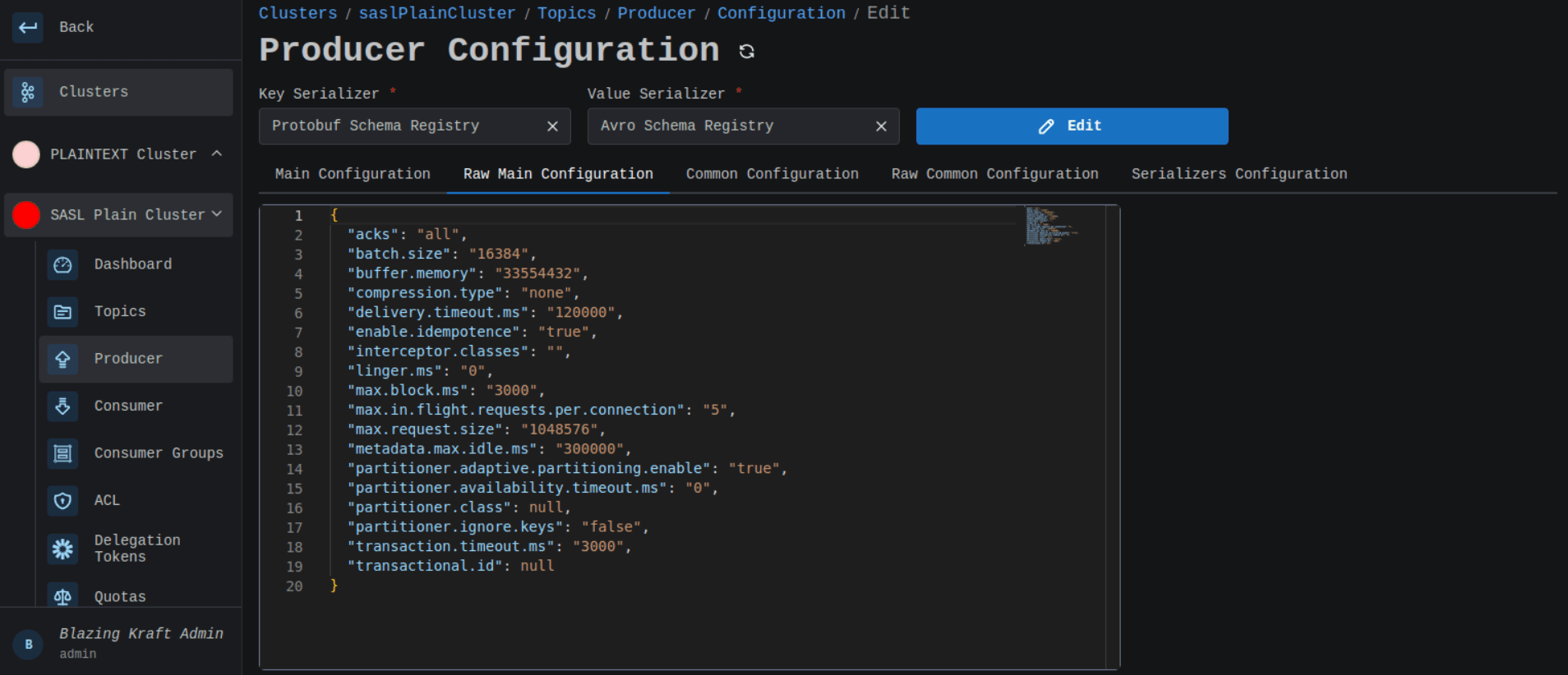 Cluster Producer Raw Configuration Image