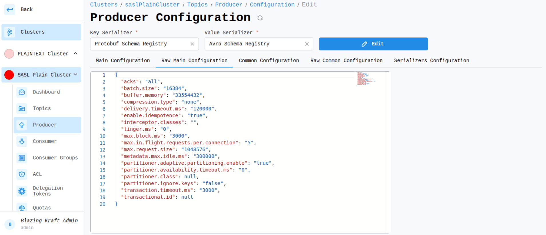 Cluster Producer Raw Configuration Image