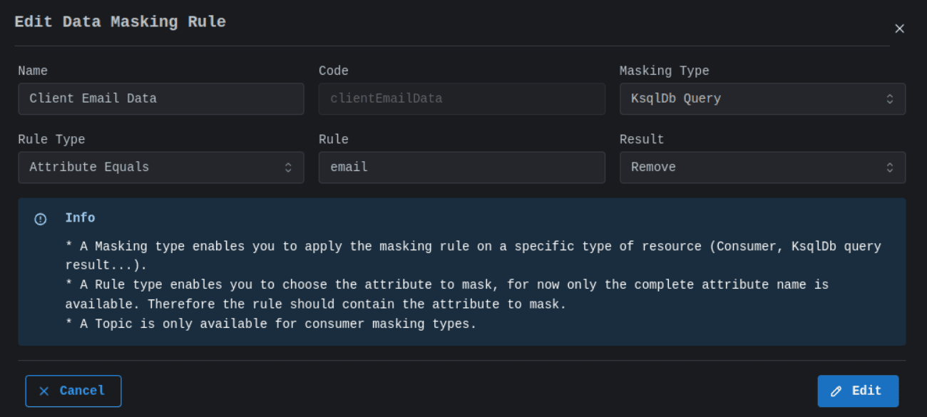 Edit Data Masking Rule Image