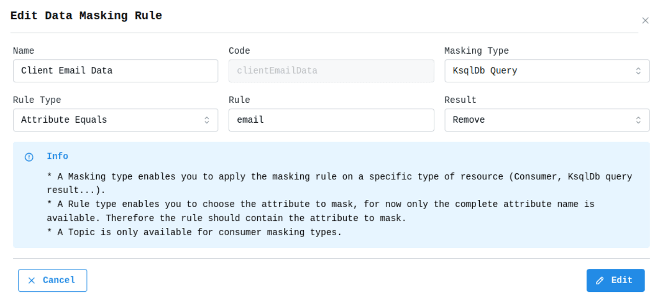 Edit Data Masking Rule Image