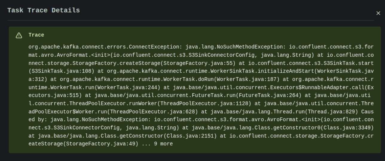 Kafka Connect Connector Details Task Trace Image