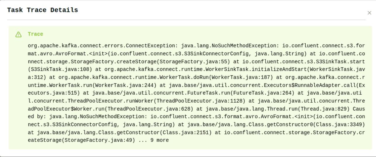 Kafka Connect Connector Details Task Trace Image