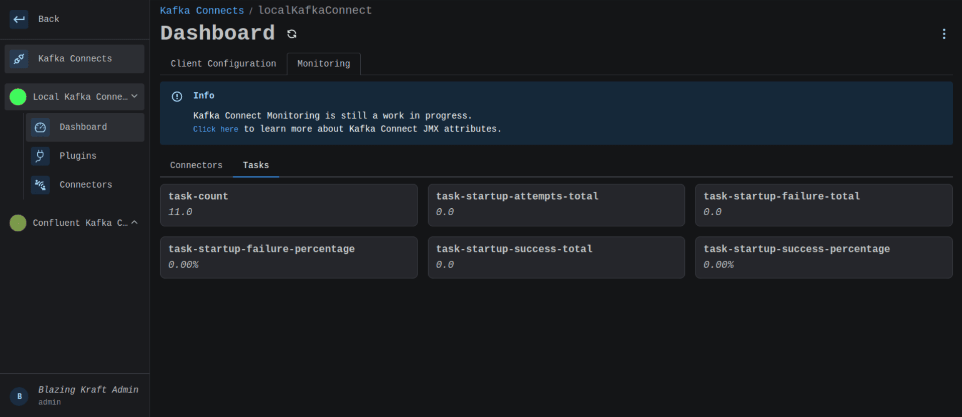 Kafka Connect Dashboard Tasks Monitoring Image