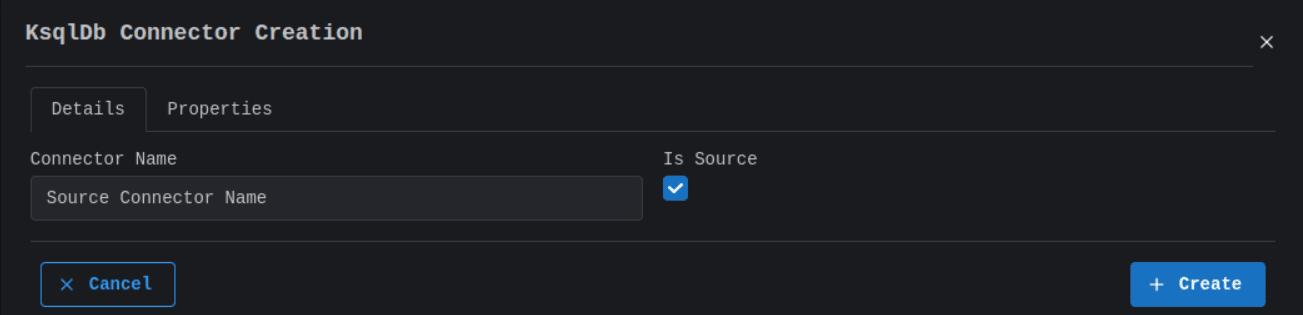 KsqlDB Create Connector Details Image