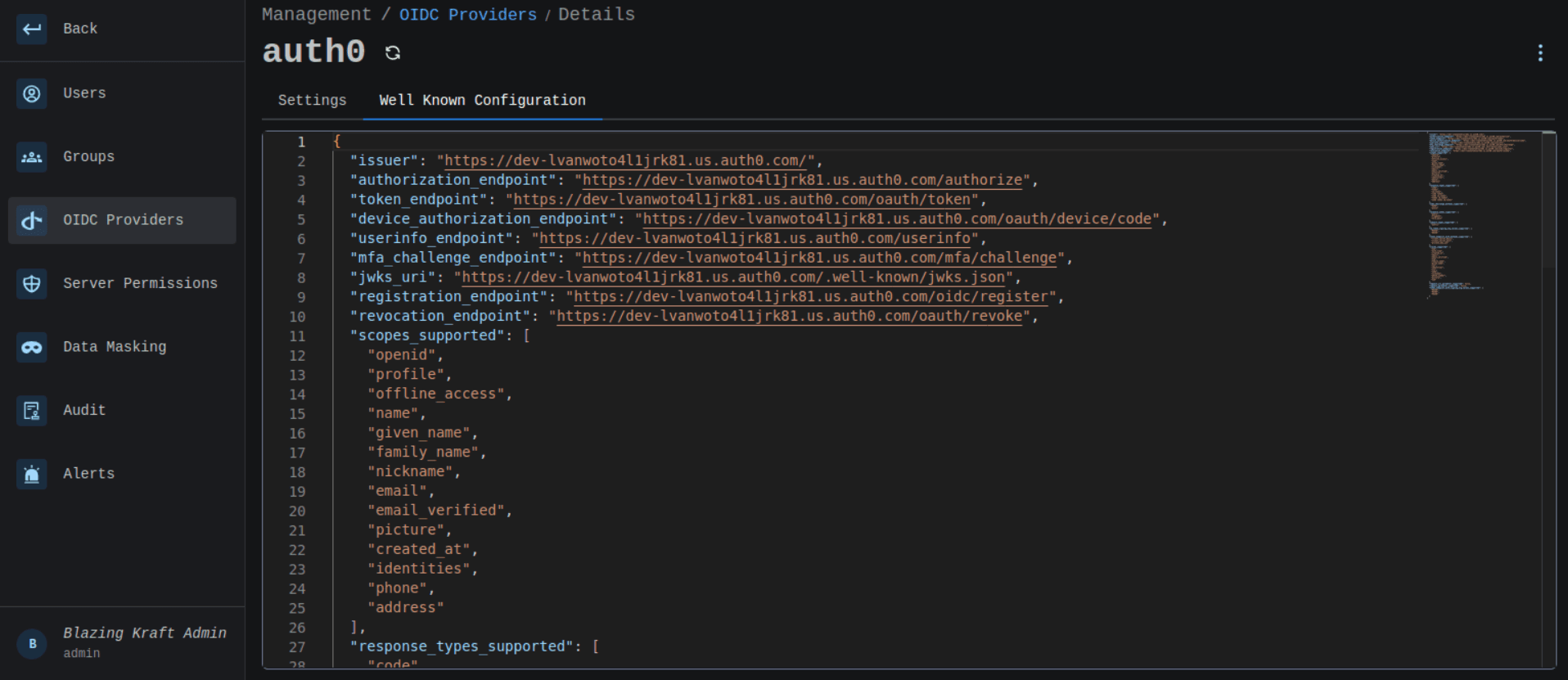 OIDC Providers Well Known Configuration