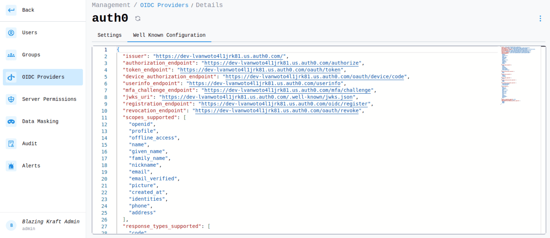 OIDC Providers Well Known Configuration