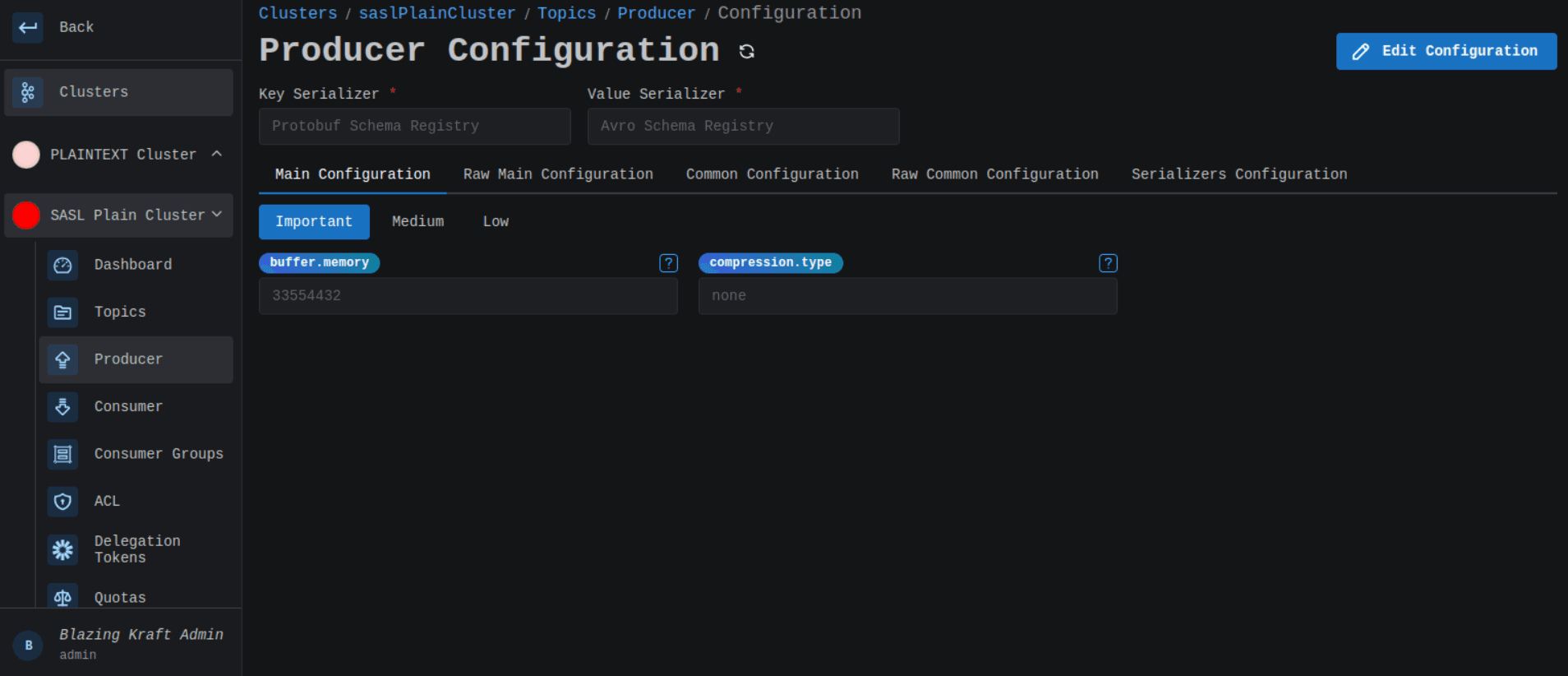 Cluster Producer Configuration Details Image