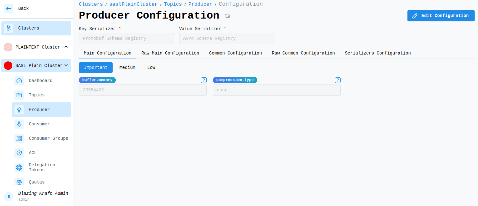 Cluster Producer Configuration Details Image