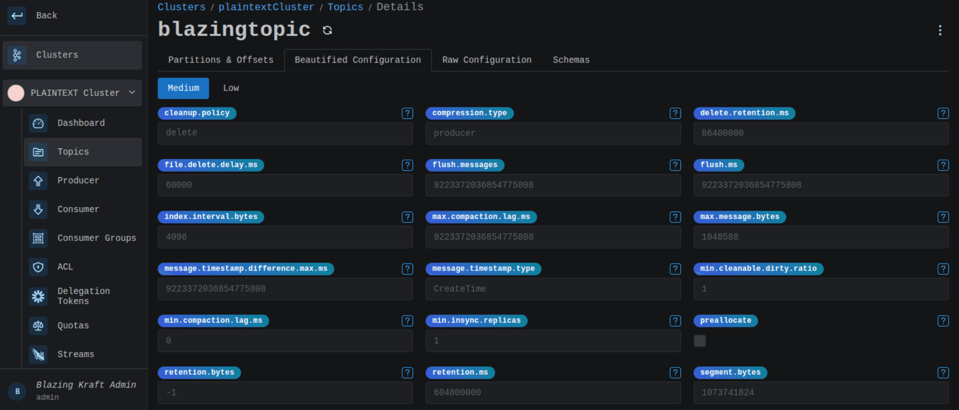 Cluster Topic Details Beautified Configuration Image