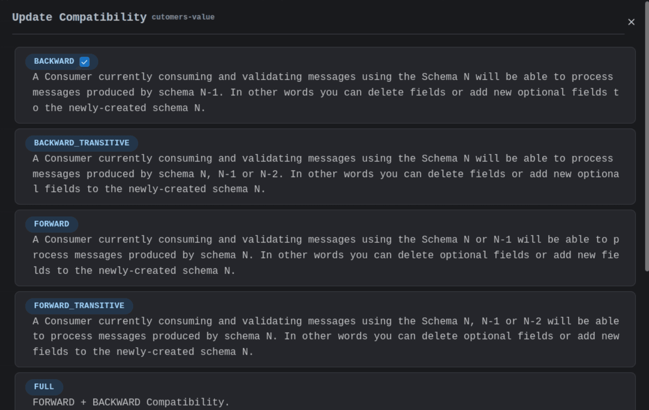 Schema Registry Subject Update Compatibility Image