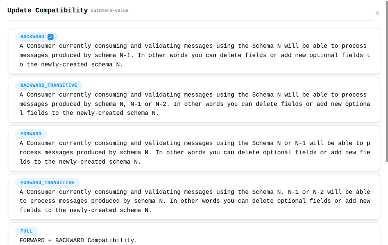 Schema Registry Subject Update Compatibility Image